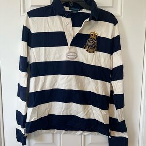 Ralph Lauren Navy and White Striped Polo Shirt